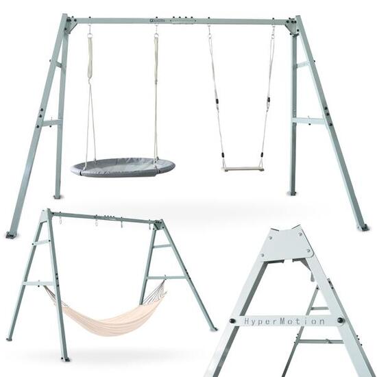 Balançoire 4-en-1 295x191cm Hamac Nid-de-pie Acier 3ans Charge Max 180kg EN71