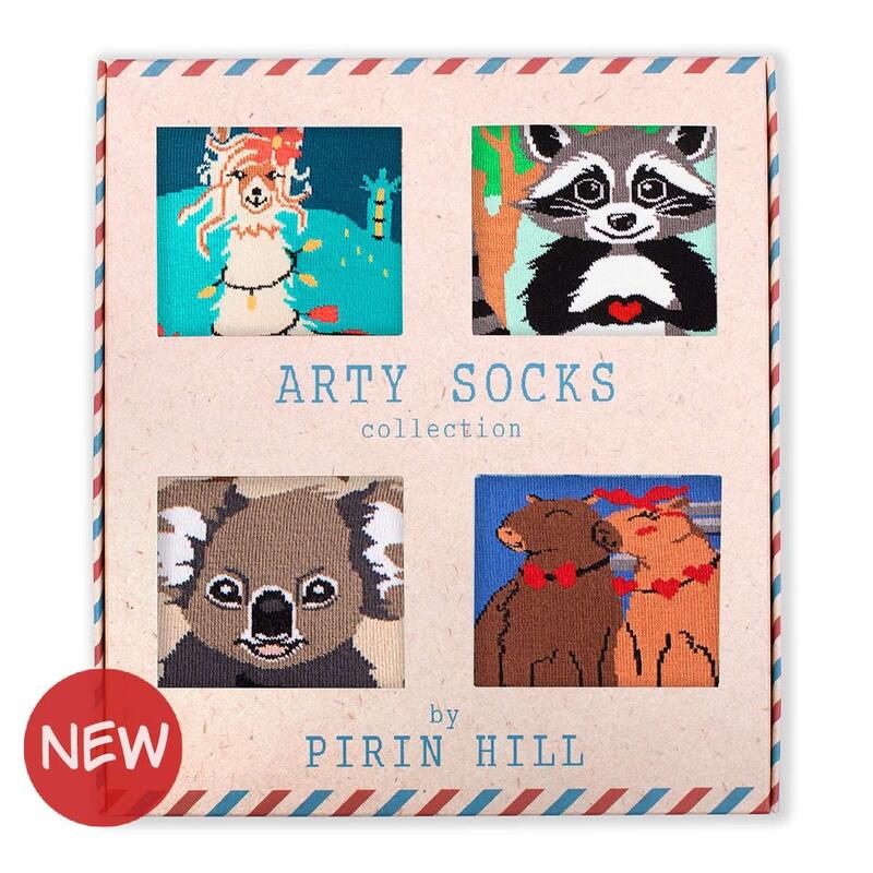 Cutie cu 4 perechi de sosete din bumbac organic Arty Socks Animale Indragostite
