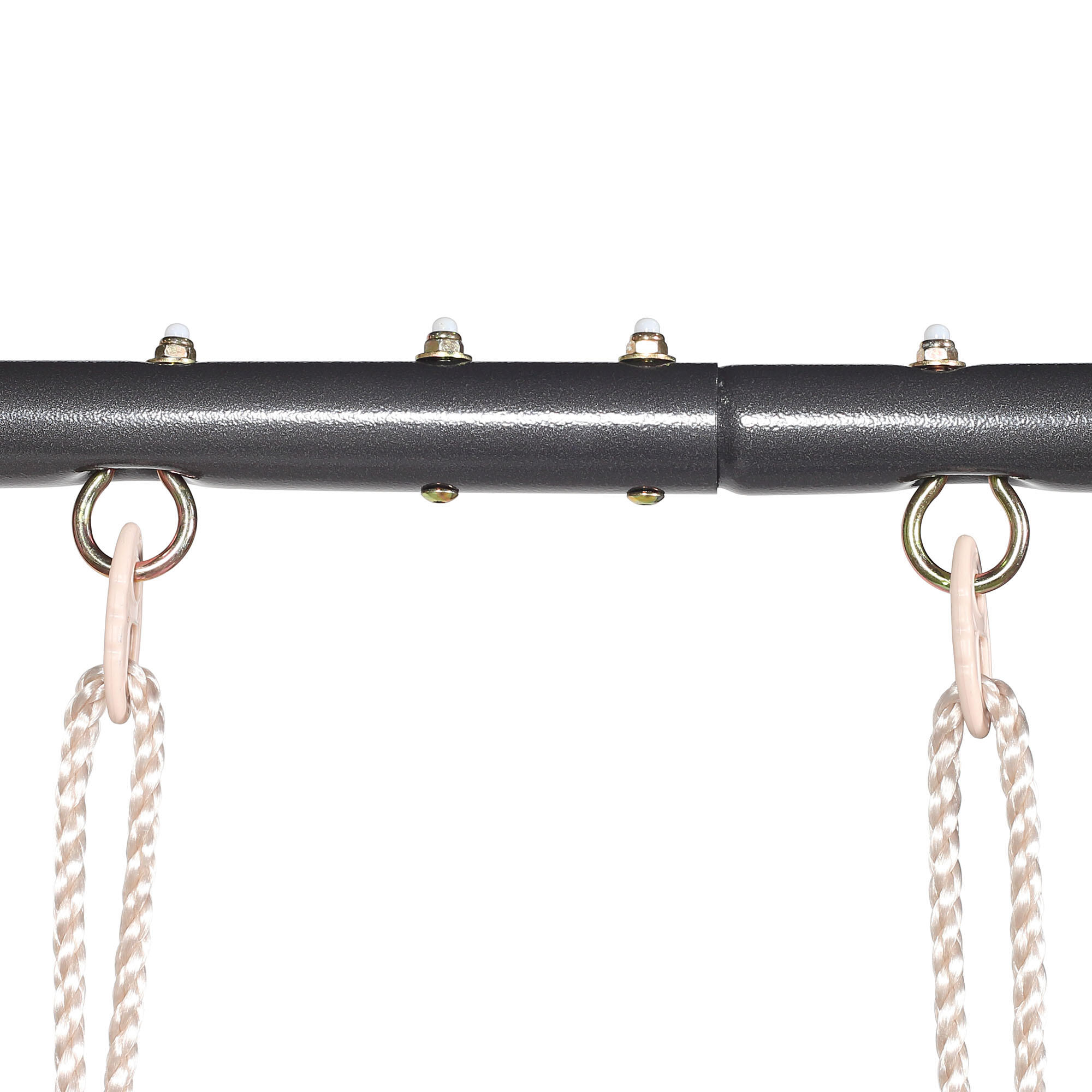 Portique balançoire double 2,09x1,42x1,82m Acier Sièges Beiges Max 100kg EN71 7/7
