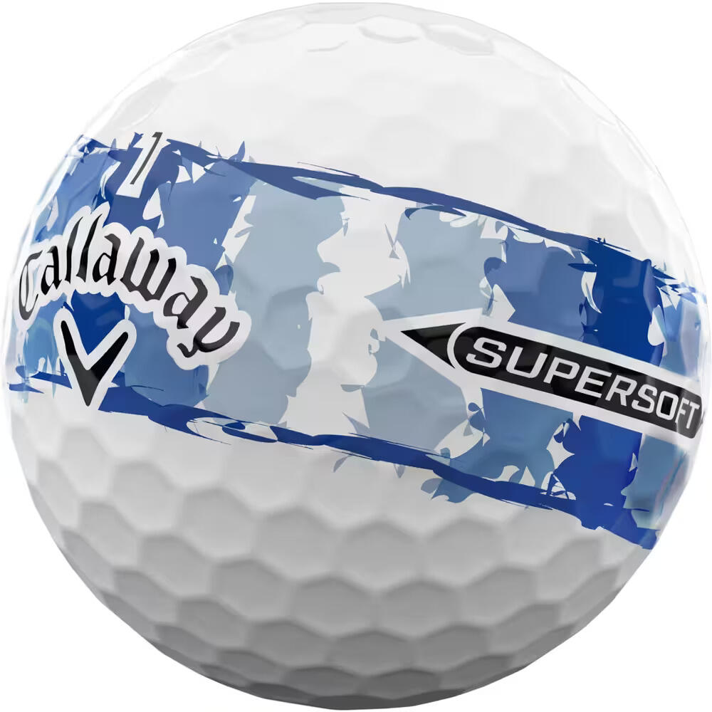 Caixa de 12 bolas de golfe brancas Supersoft Callaway Stripe 3/3