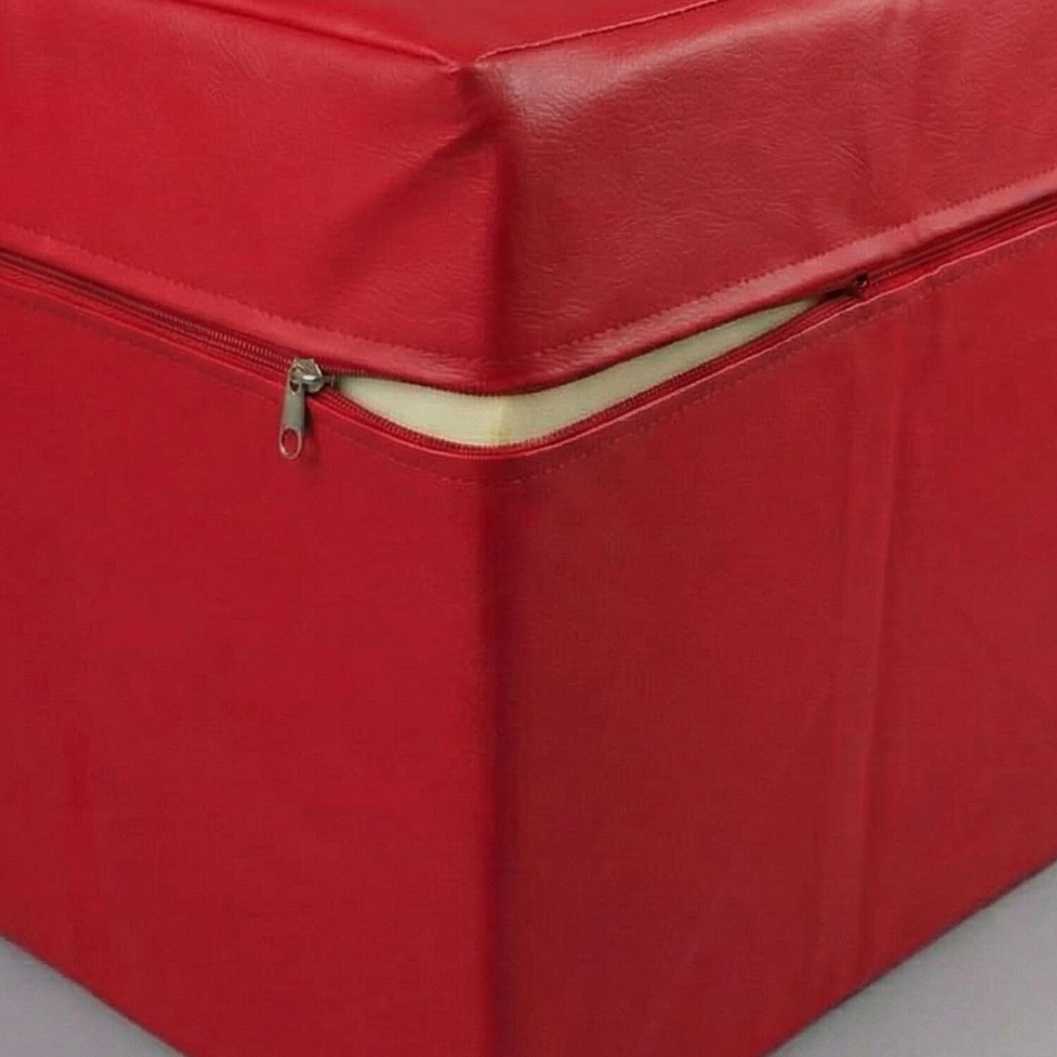 Sitzwürfel aus Kunstleder rot 40x40x40 cm mit PU-Schaumstoff 5/7