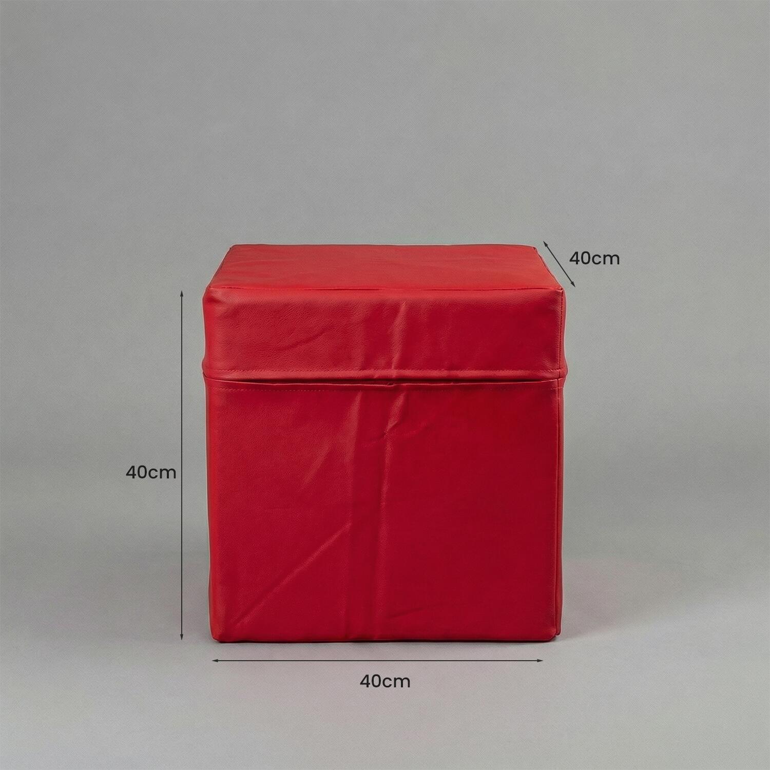 Sitzwürfel aus Kunstleder rot 40x40x40 cm mit PU-Schaumstoff 4/7