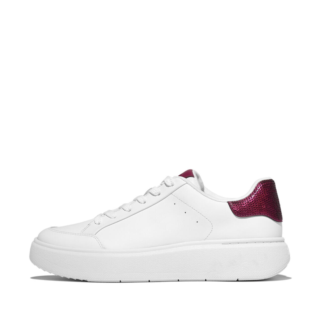 FITFLOP FitFlop Rtg Sequin-Backtab Leather Sneakers  WIT/ROBIJNROOD 37 3/7