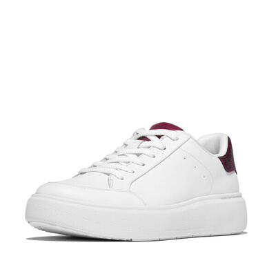 Fitflop fitflop rtg sequin-backtab leather sneakers wit/robijnrood 42