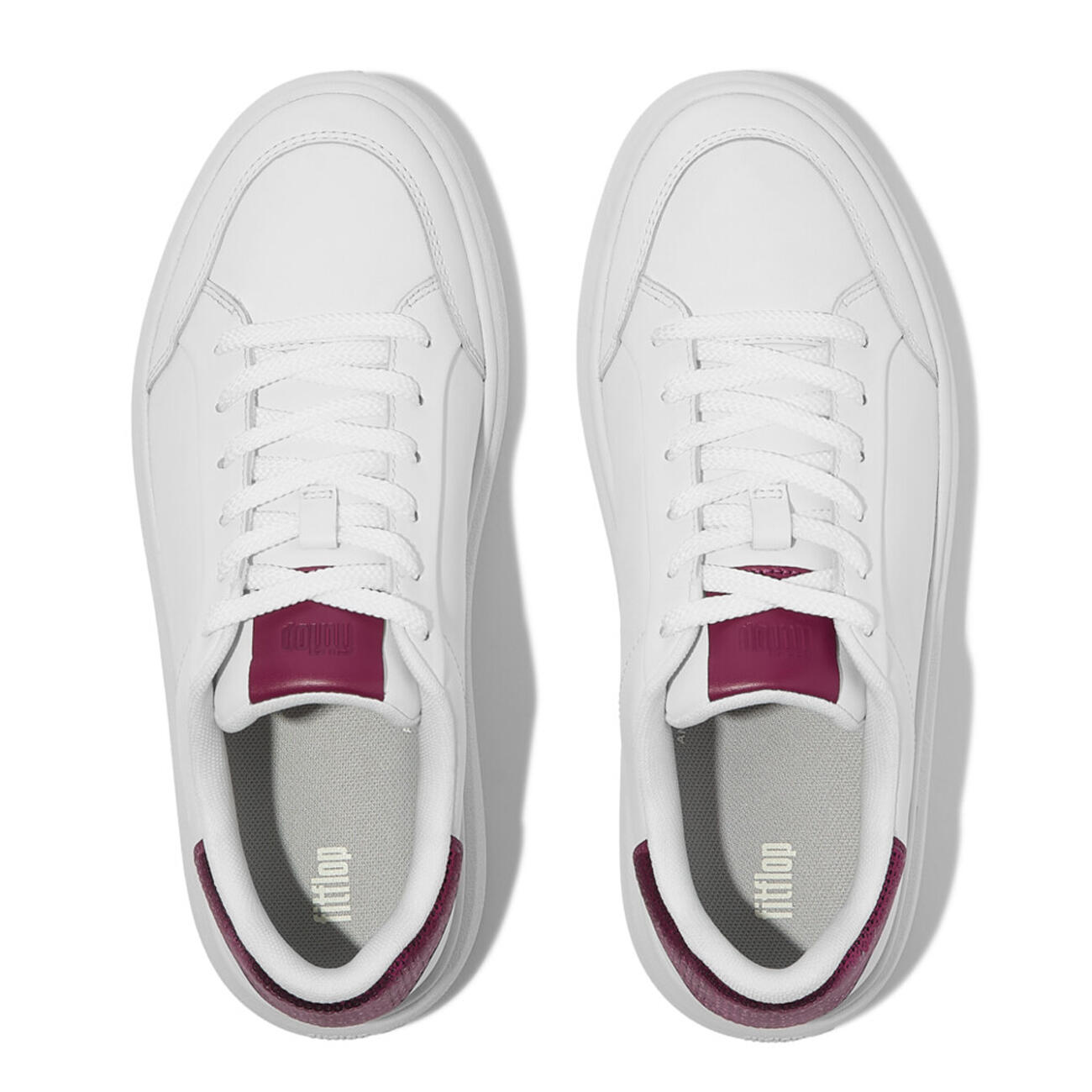 FITFLOP FitFlop Rtg Sequin-Backtab Leather Sneakers  WIT/ROBIJNROOD 37 5/7