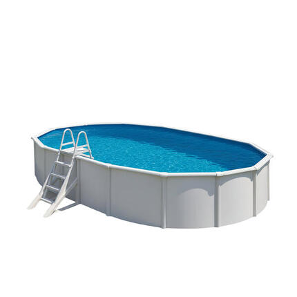 Piscine hors sol Gre Wet ovale tôle blanche avec filtreur 500x300x120
