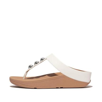 FITFLOP FitFlop Fino Mirror-Dome Leather Toe-Post Sandals URBAN WHITE 36