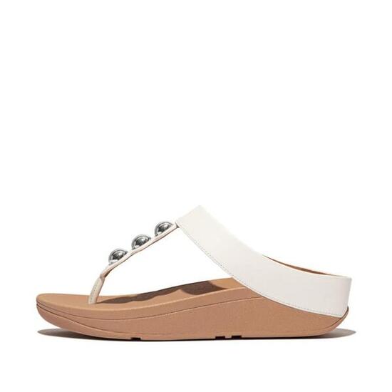 FITFLOP FitFlop Fino Mirror-Dome Leather Toe-Post Sandals URBAN WHITE 36