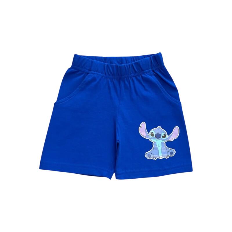 Set 2 piese pentru copii, mânecă scurtă, 100% bumbac, albastru, Stitch, Disney