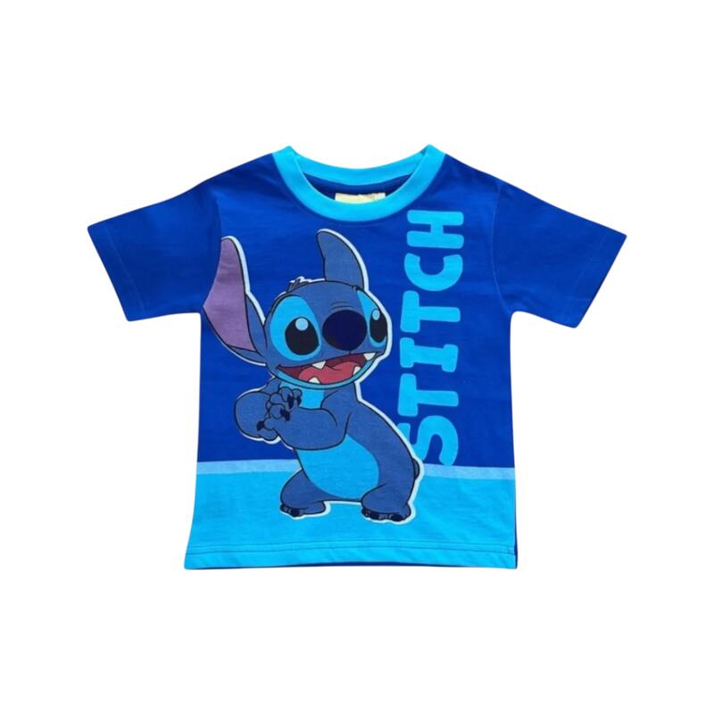 Set 2 piese pentru copii, mânecă scurtă, 100% bumbac, albastru, Stitch, Disney