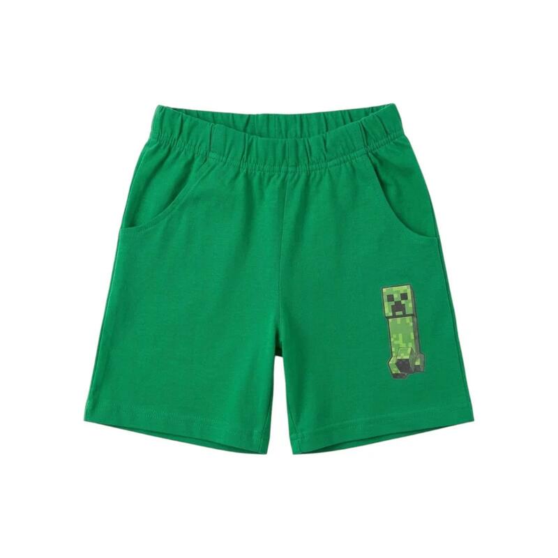 Set 2 piese pentru copii, mânecă scurtă, 100% bumbac, verde, Minecraft