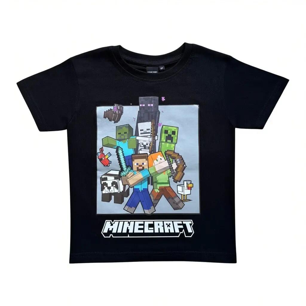 Set 2 piese pentru copii, mânecă scurtă, 100% bumbac, verde, Minecraft 2/3