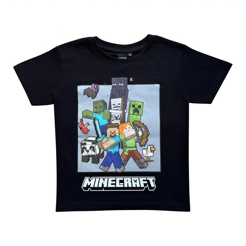 Set 2 piese pentru copii, mânecă scurtă, 100% bumbac, verde, Minecraft