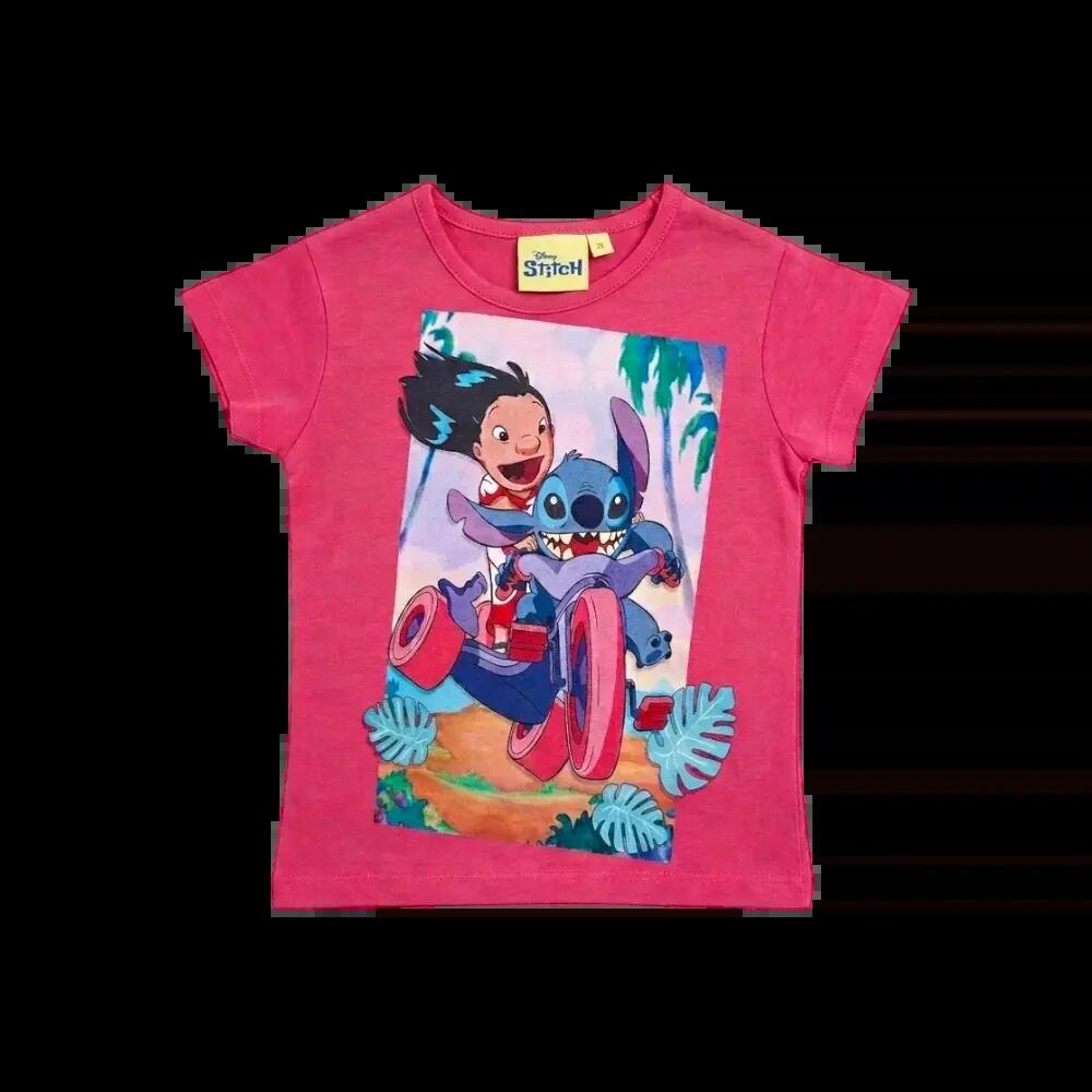 Set 2 piese pentru copii, mânecă scurtă, 100% bumbac, roz, Stitch, Disney 2/3