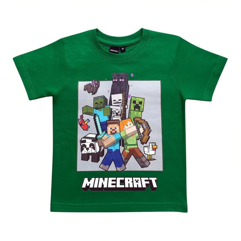 Set 2 piese pentru copii, mânecă scurtă, 100% bumbac, negru, Minecraft