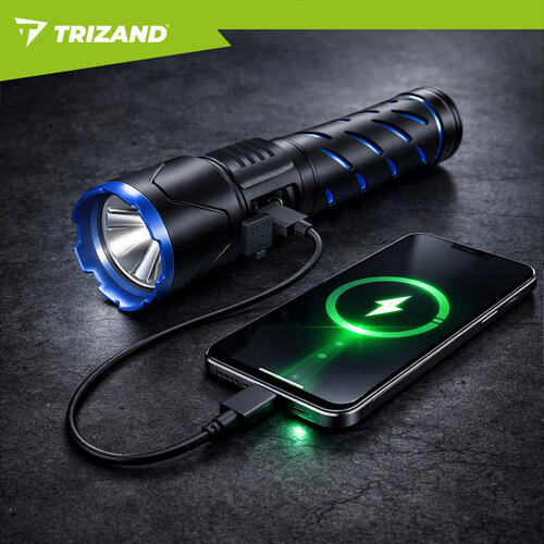 Lanterna tactica LED, 800 lm, 5000 mAh, USB, zoom, powerbank, 17.3-15.6 x 3.8 cm