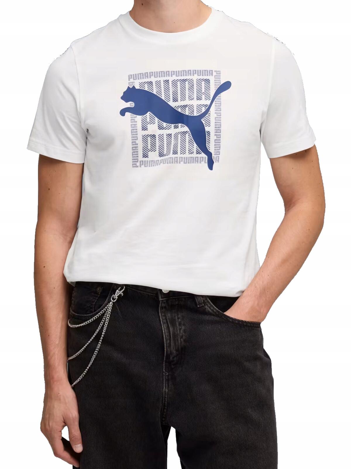 Koszulka Męska Puma Sportowa Biała Bawełniana T-Shirt 1/4