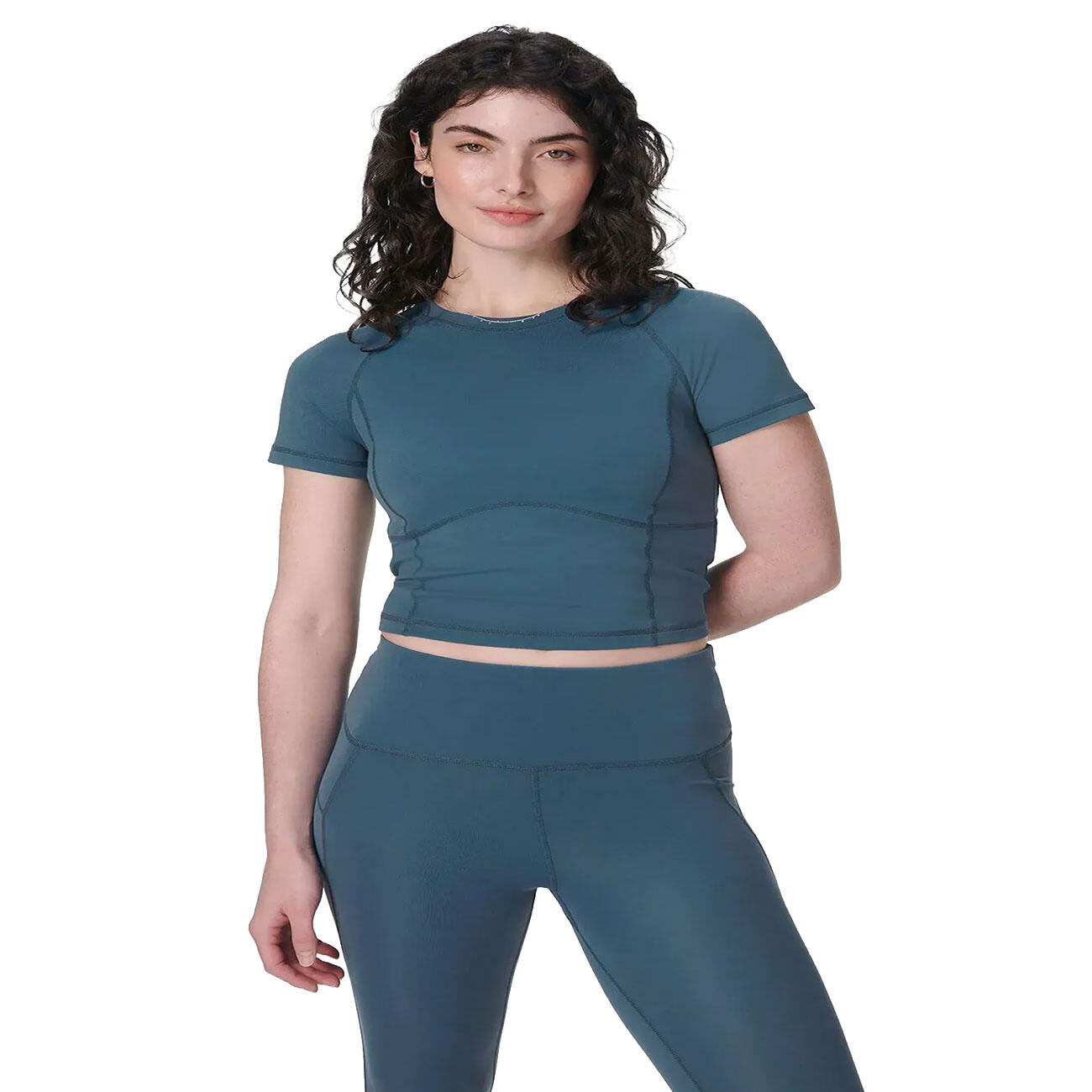 SWEATY BETTY All Day Cropped T-Shirt  ZACHTBLAUW S 7/7