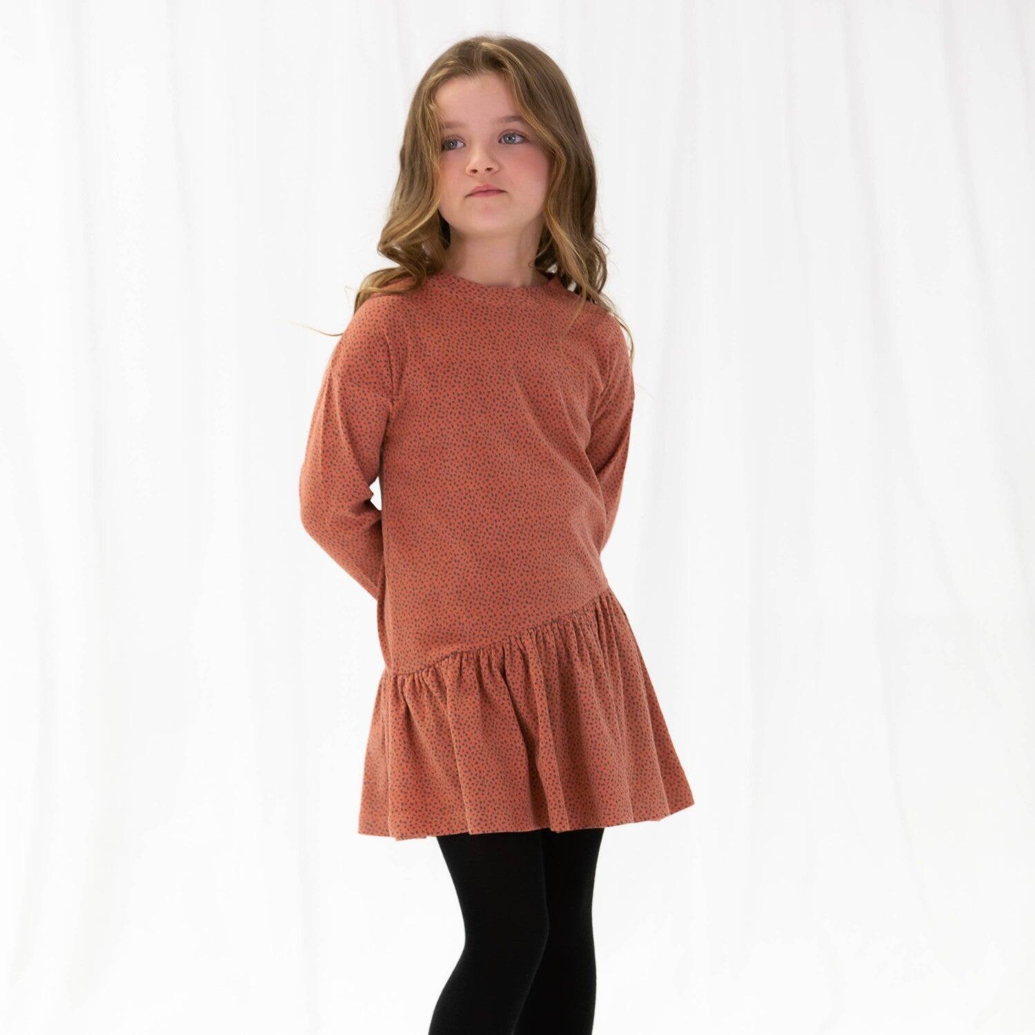 Vestido manga larga de niña color estampado 3/5