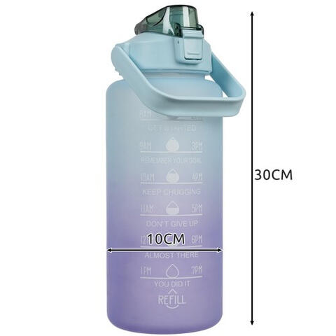 Sticla de apa cu pai, 2000 ml, marcator de timp, blocare capac, plastic PP