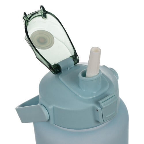 Sticla de apa cu pai, 2000 ml, marcator de timp, blocare capac, plastic PP