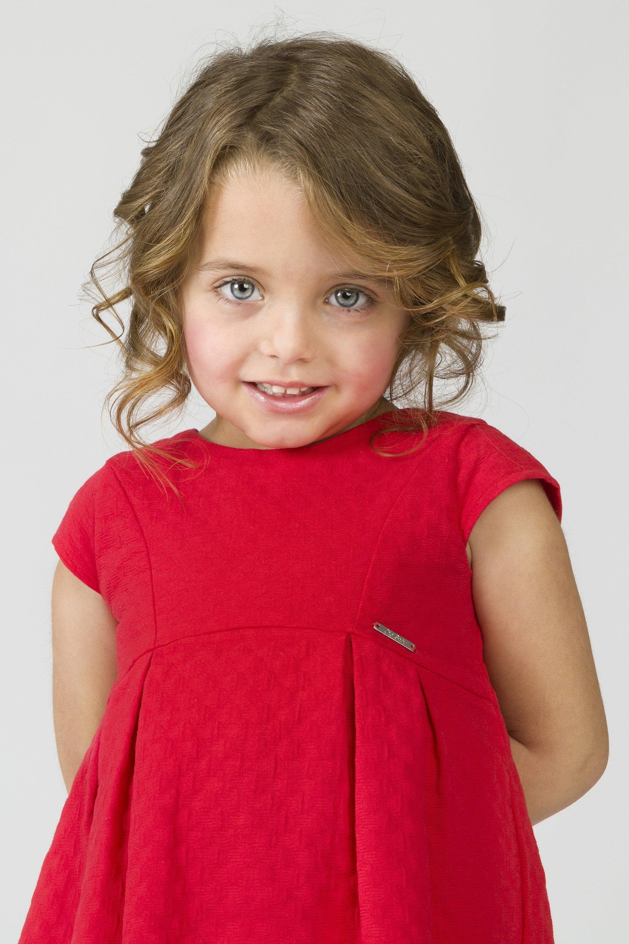 Vestido de bebé niña rojo elegante 3/5