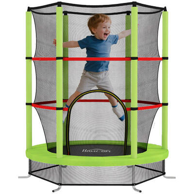 HOMCOM Tappeto Elastico per Bambini 3-6 Anni con 3 Ingressi Verde e Nero