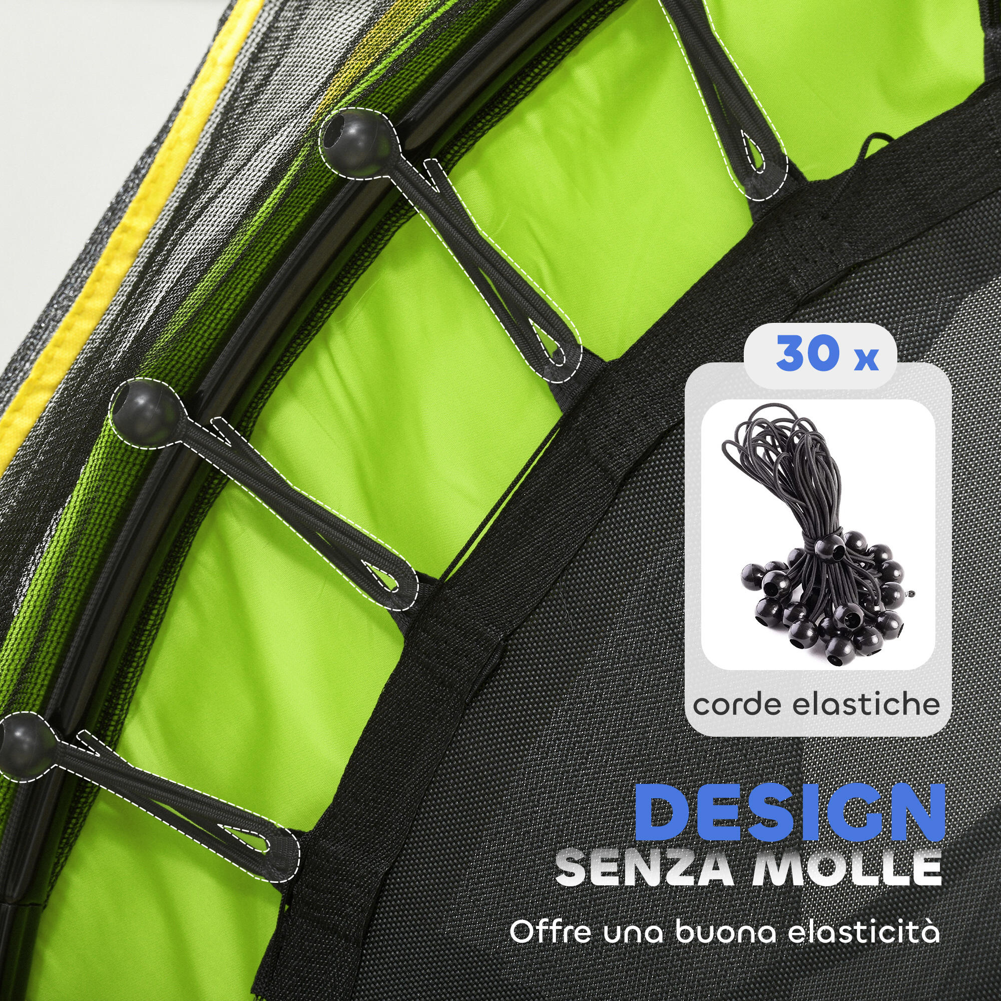 HOMCOM Tappeto Elastico per Bambini 3-6 Anni con 3 Ingressi Verde e Nero 6/7