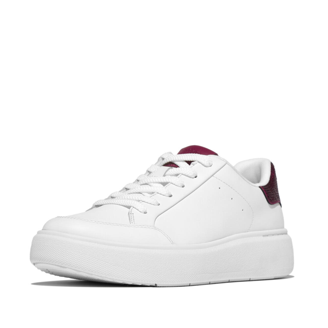 FITFLOP FitFlop Rtg Sequin-Backtab Leather Sneakers  WIT/ROBIJNROOD 37 2/7