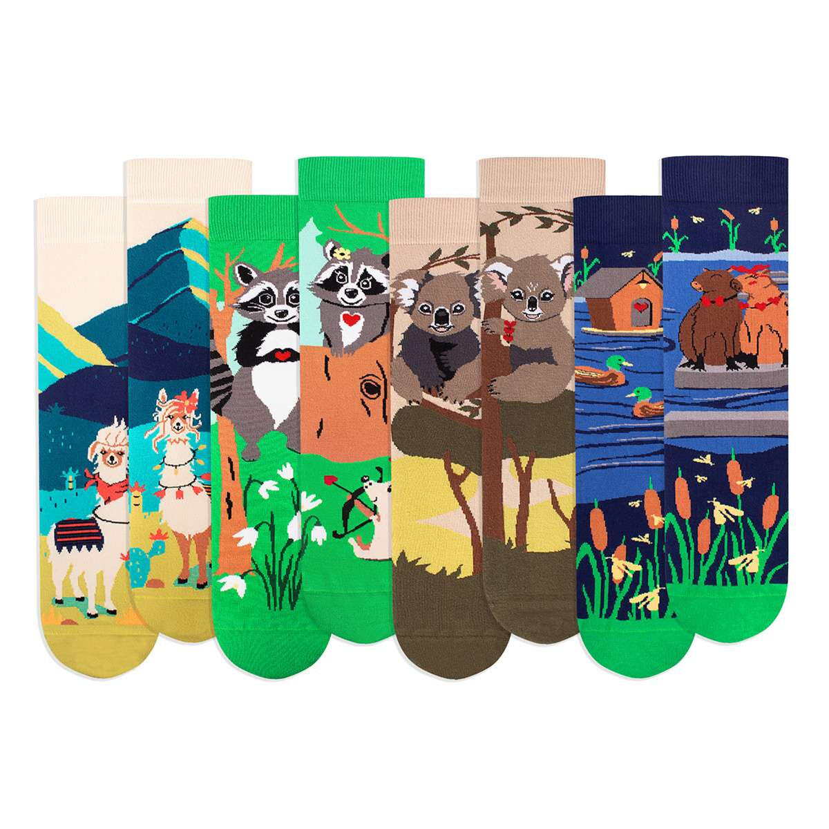 Cutie cu 4 perechi de sosete din bumbac organic Arty Socks Animale Indragostite