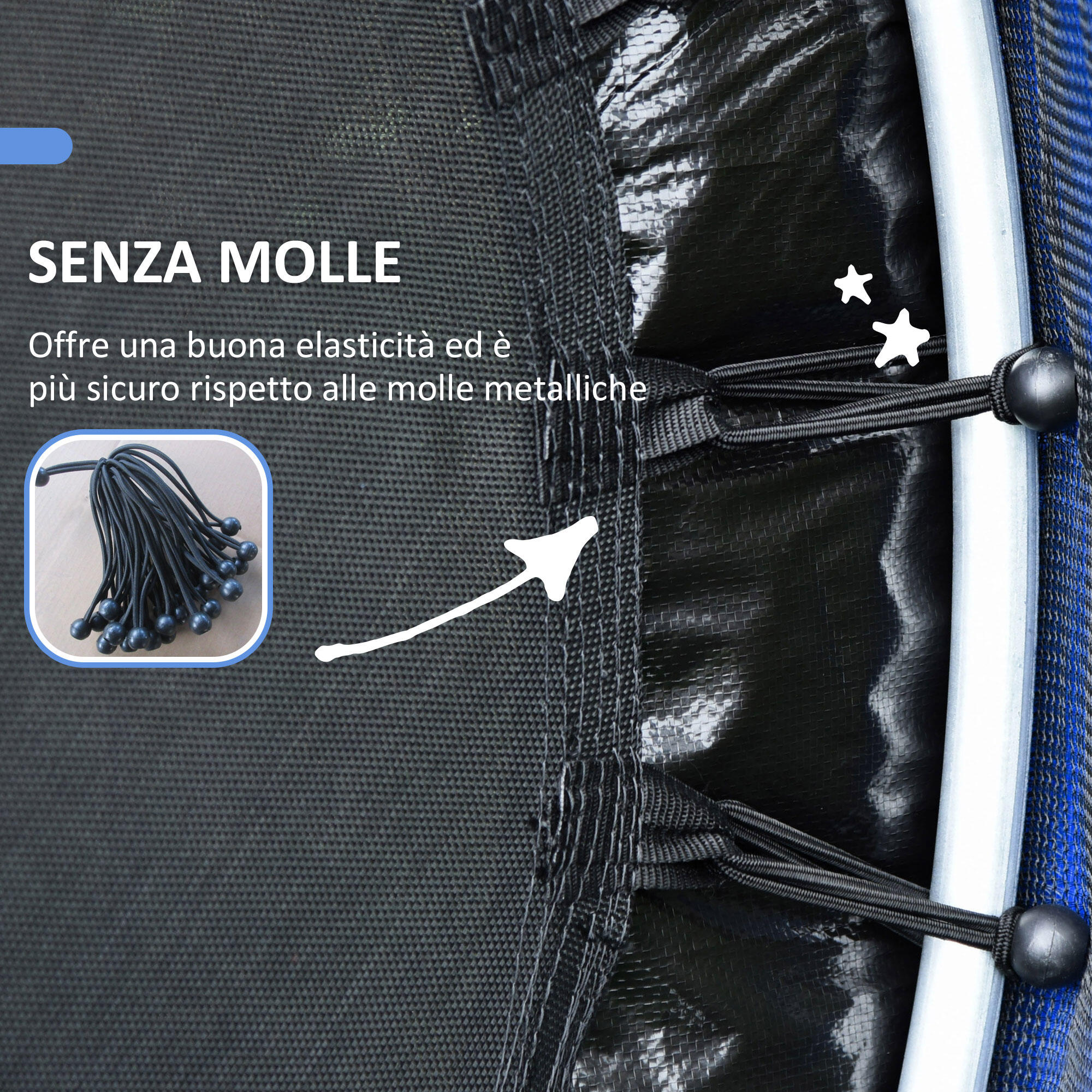 HOMCOM Tappeto Elastico per Bambini 3-6 Anni con 3 Ingressi Blu e Nero 7/7