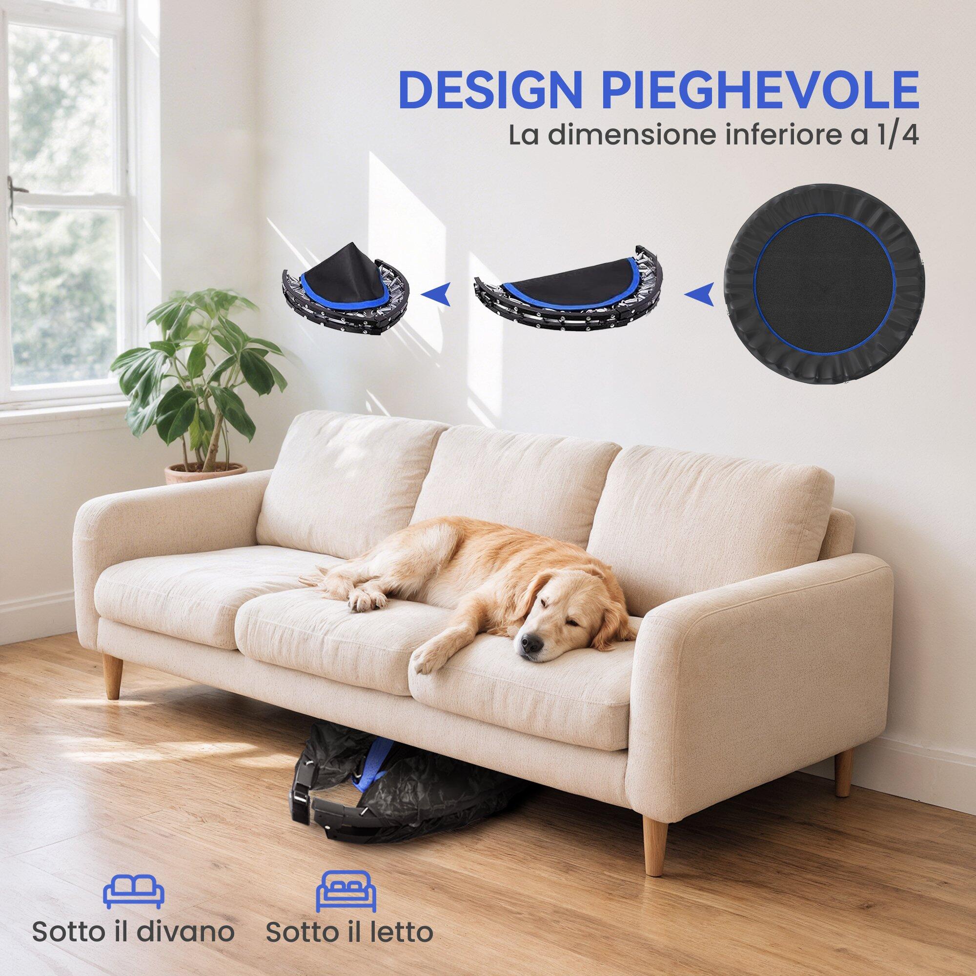 HOMCOM Trampolino Fitness Ø114 cm Pieghevole e Regolabile Blu e Nero 5/8