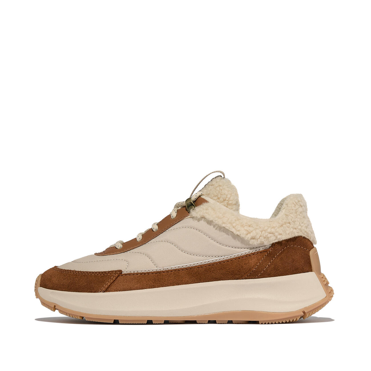 FITFLOP FitFlop F-Mode Flow Shearling-Mix Sneakers  DIEPE BRUIN/CAMEL MIX 42 3/7