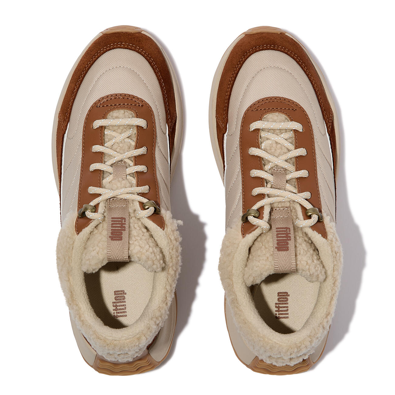 FITFLOP FitFlop F-Mode Flow Shearling-Mix Sneakers  DIEPE BRUIN/CAMEL MIX 42 5/7