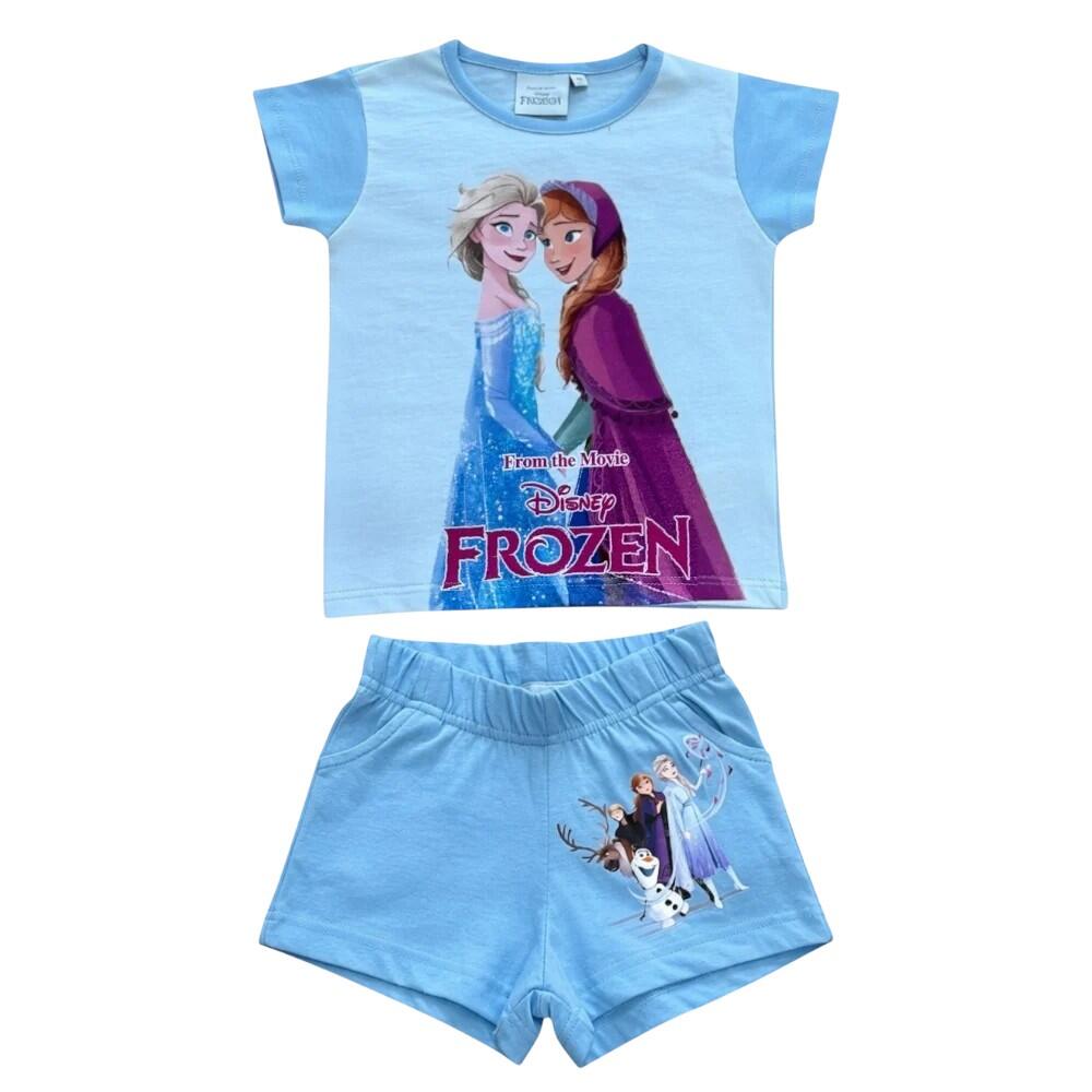 Set 2 piese pentru copii, mânecă scurtă, 100% bumbac, albastru, Frozen