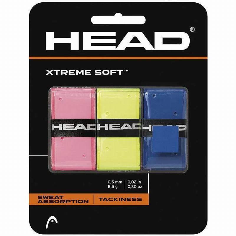 Blister Overgrips Head Xtreme Soft Rosa Amarelo Azul 3 Unidades 2/5
