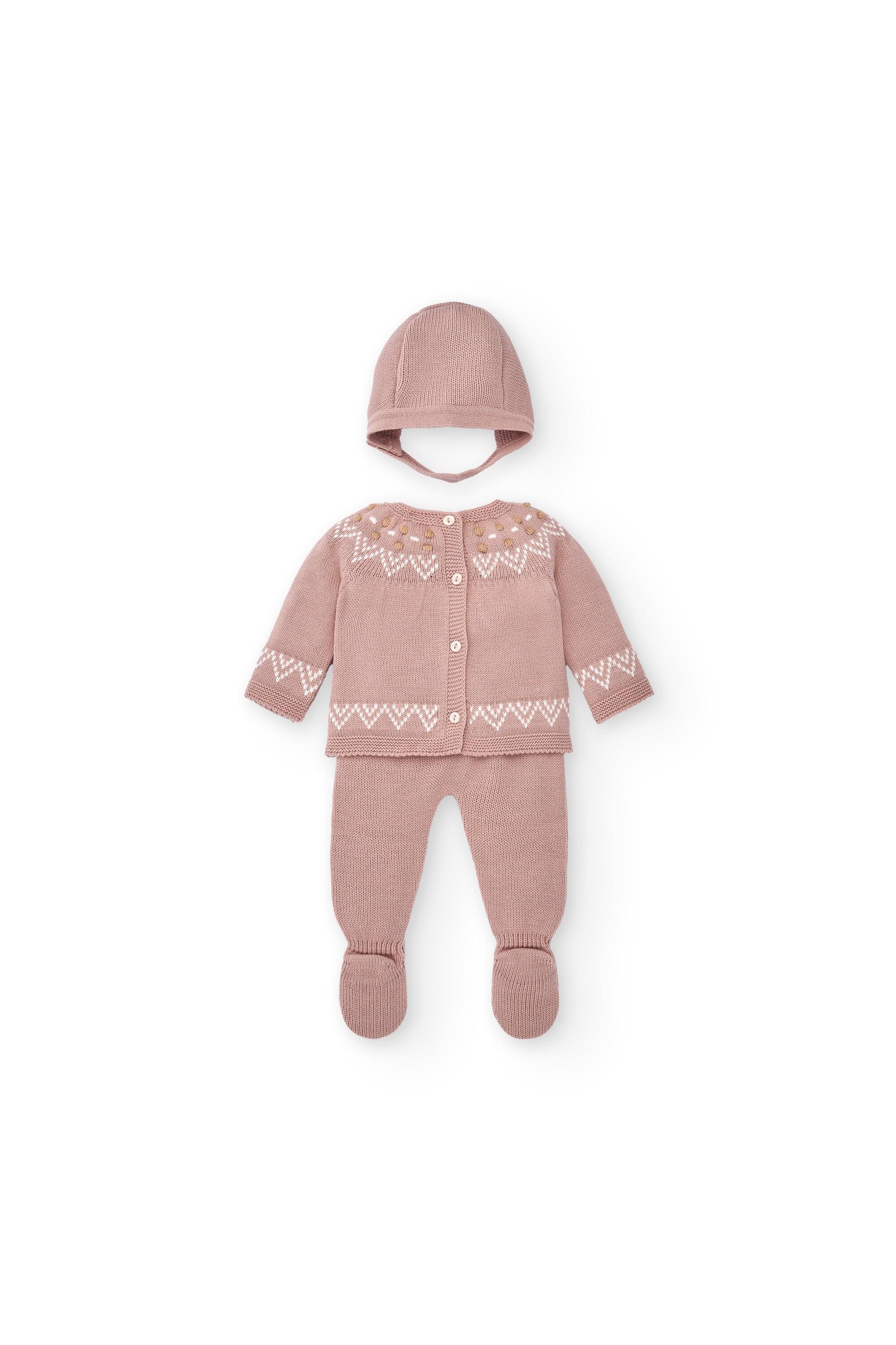 Conjunto rosa de 3 peças para 2/4