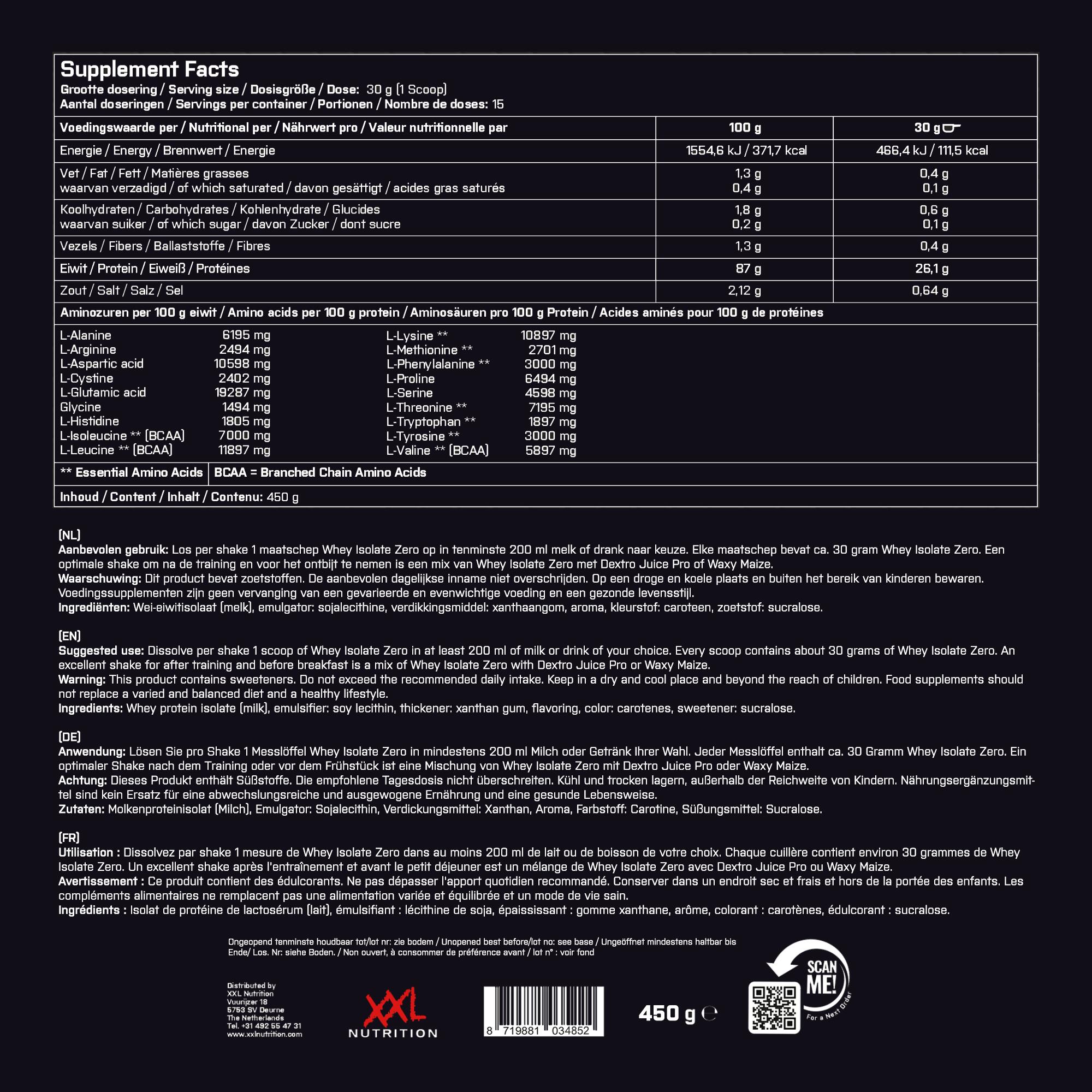 Whey Isolate Zero - 90% Eiwit, Whey Isolaat, Lactosevrij - Aardbei - 450 gram 7/7
