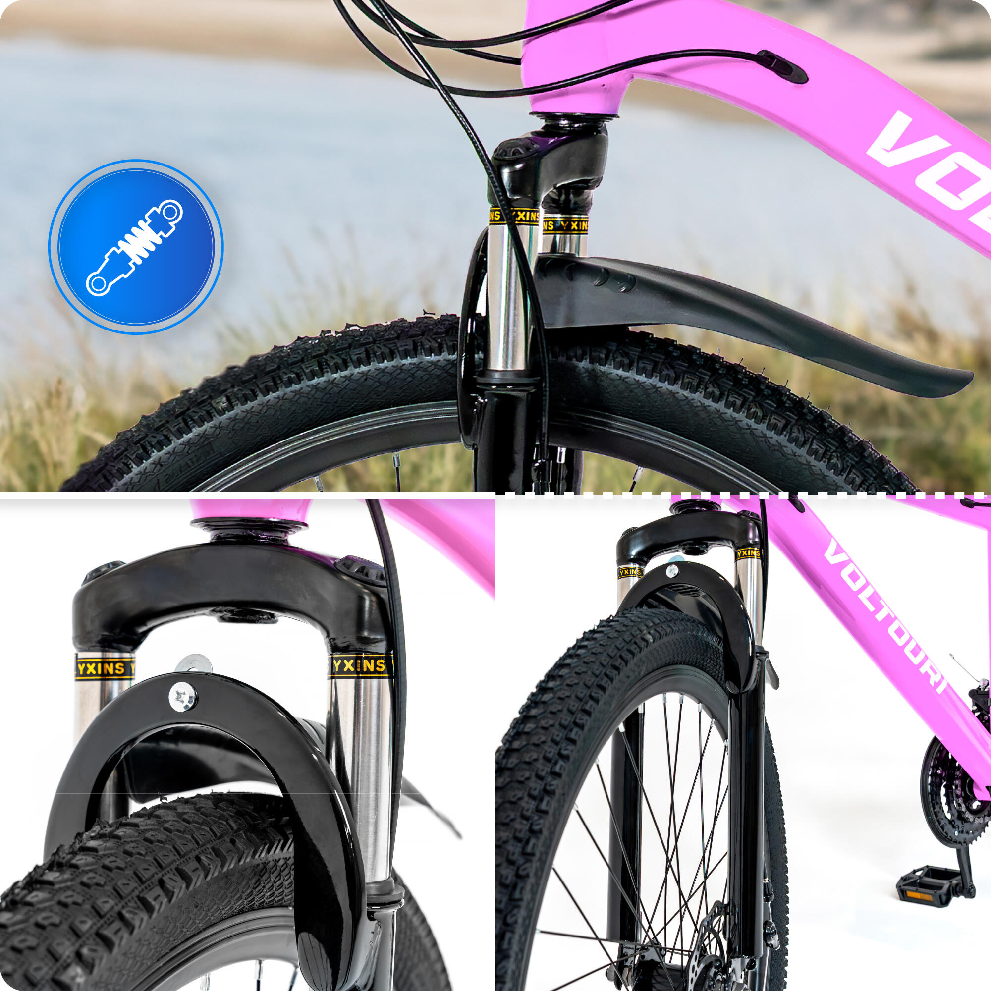 VTT 26" SHIMANO VOLTOURI BK07 suspension 21 vitesses freins à disque kit 3/8