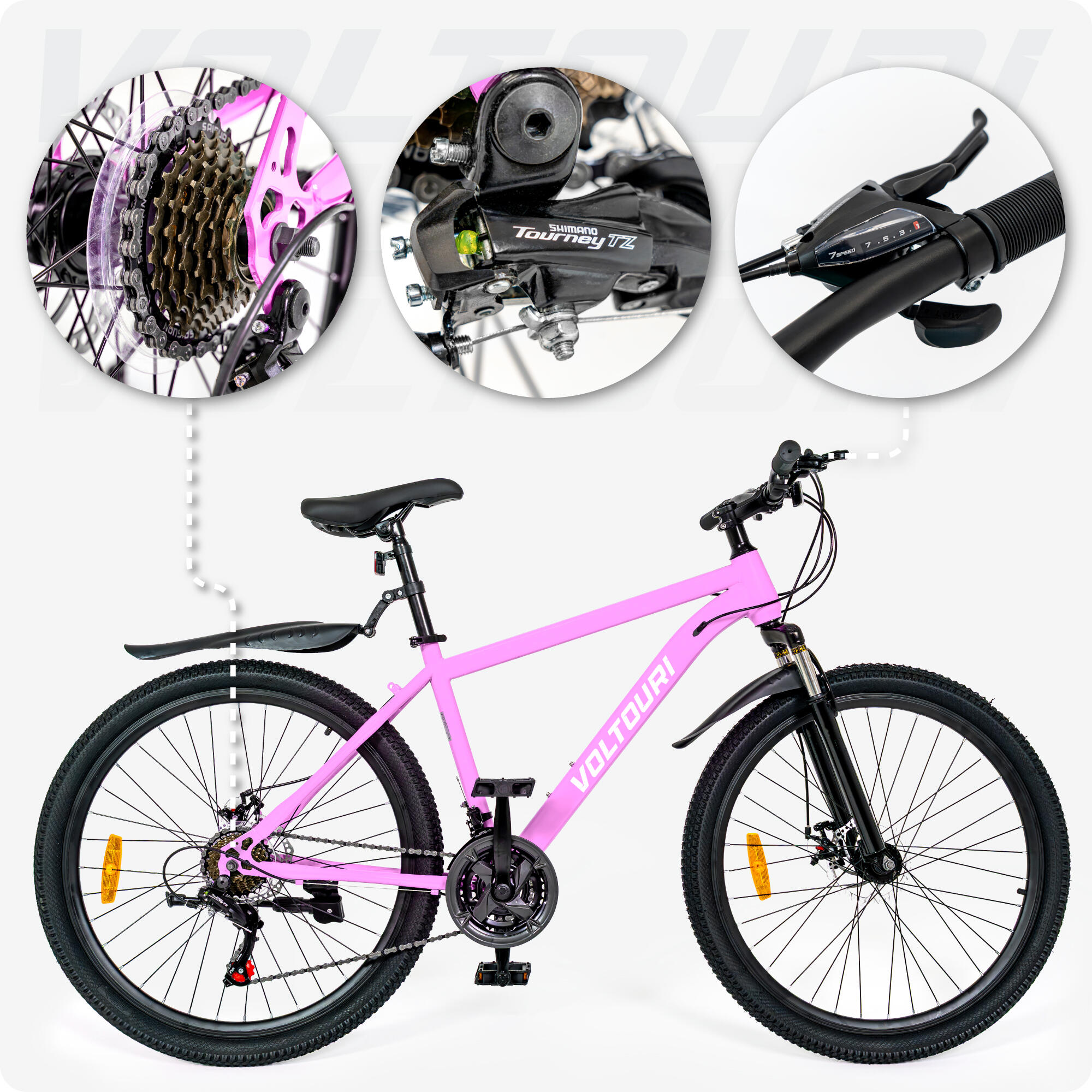 VTT 26" SHIMANO VOLTOURI BK07 suspension 21 vitesses freins à disque kit 6/8