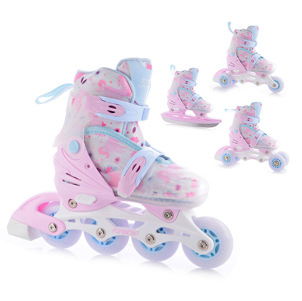 Patins - Patinage - Fille - Réglables 4 en 1, lame inox - ADAPT LED GIRL - Rose 2/7