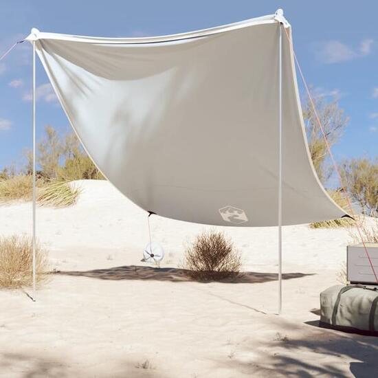 Auvent de plage VidaXL 214x236 cm avec sacs de sable, gris