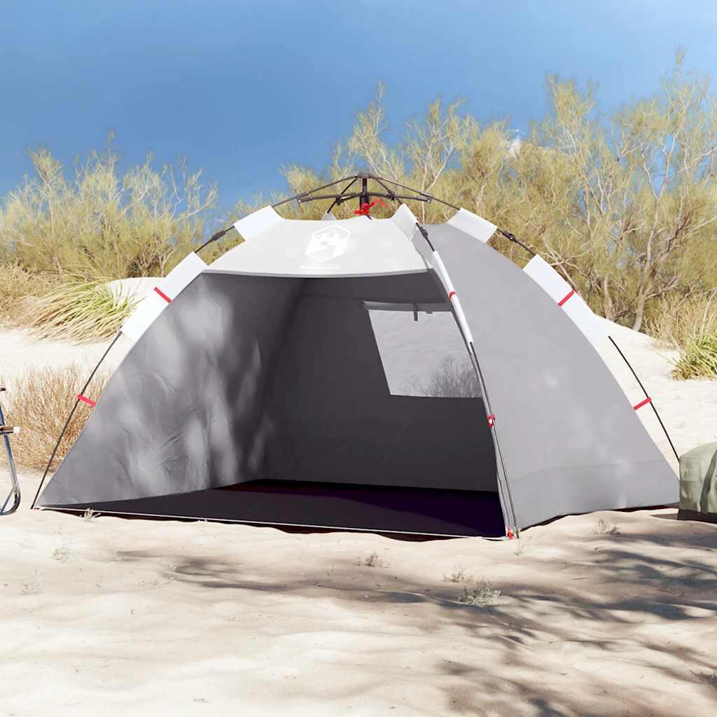 VidaXL Strandzelt 2 Personen wasserdicht Schnellverschluss grau 1/7