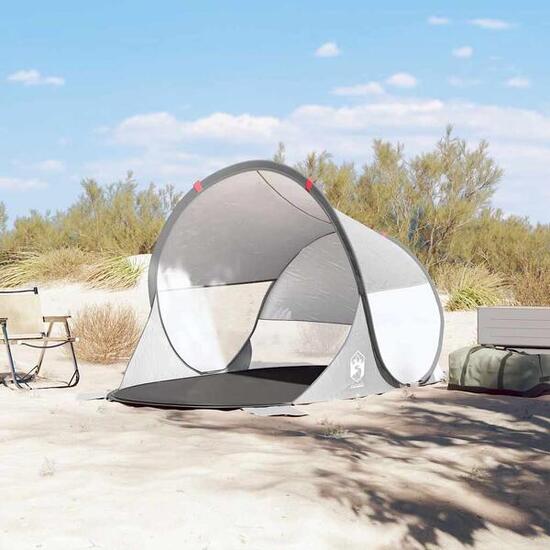 VidaXL tente de plage pop-up imperméable grise