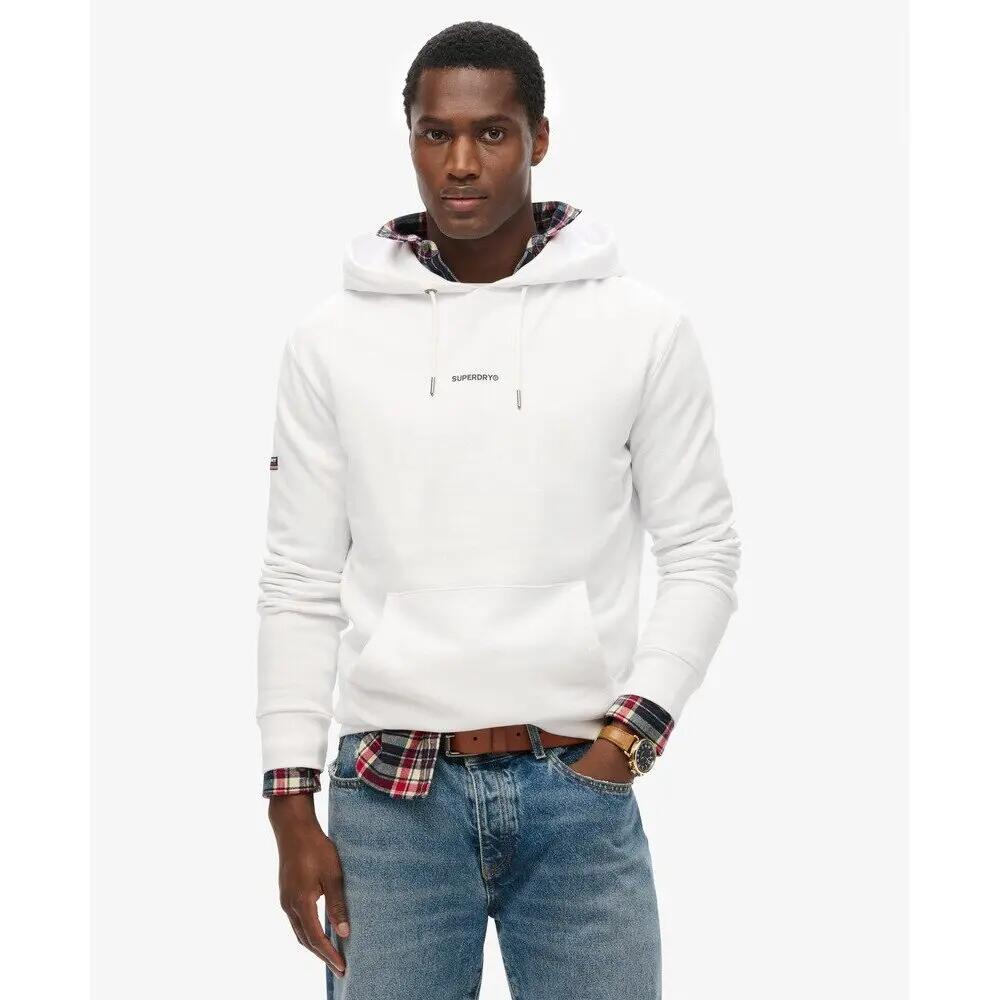 Sudadera con Capucha Blanca para Hombre Superdry Plain Hood 3/6