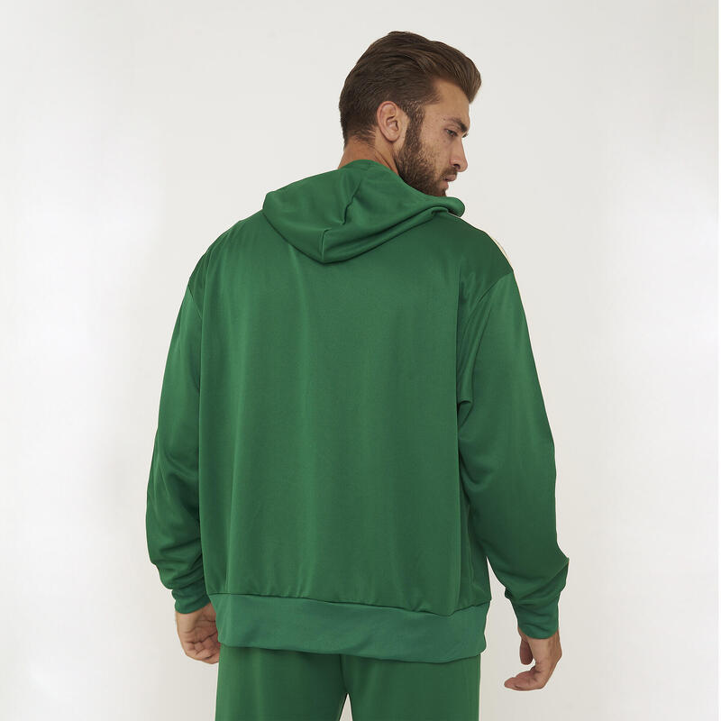 Bărbați Running Felpa Space cu Cappuccio Verde Militar-Sand