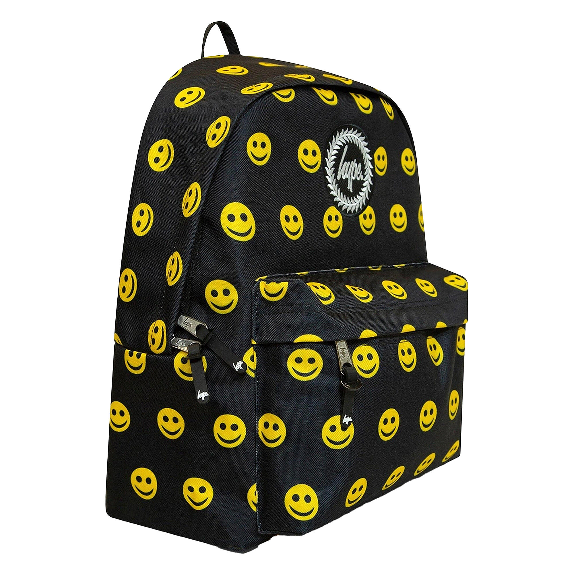 Hype - Unisex Rucksack Schwarz Gelb Smiley Laptopfach Gepolstert 4/4