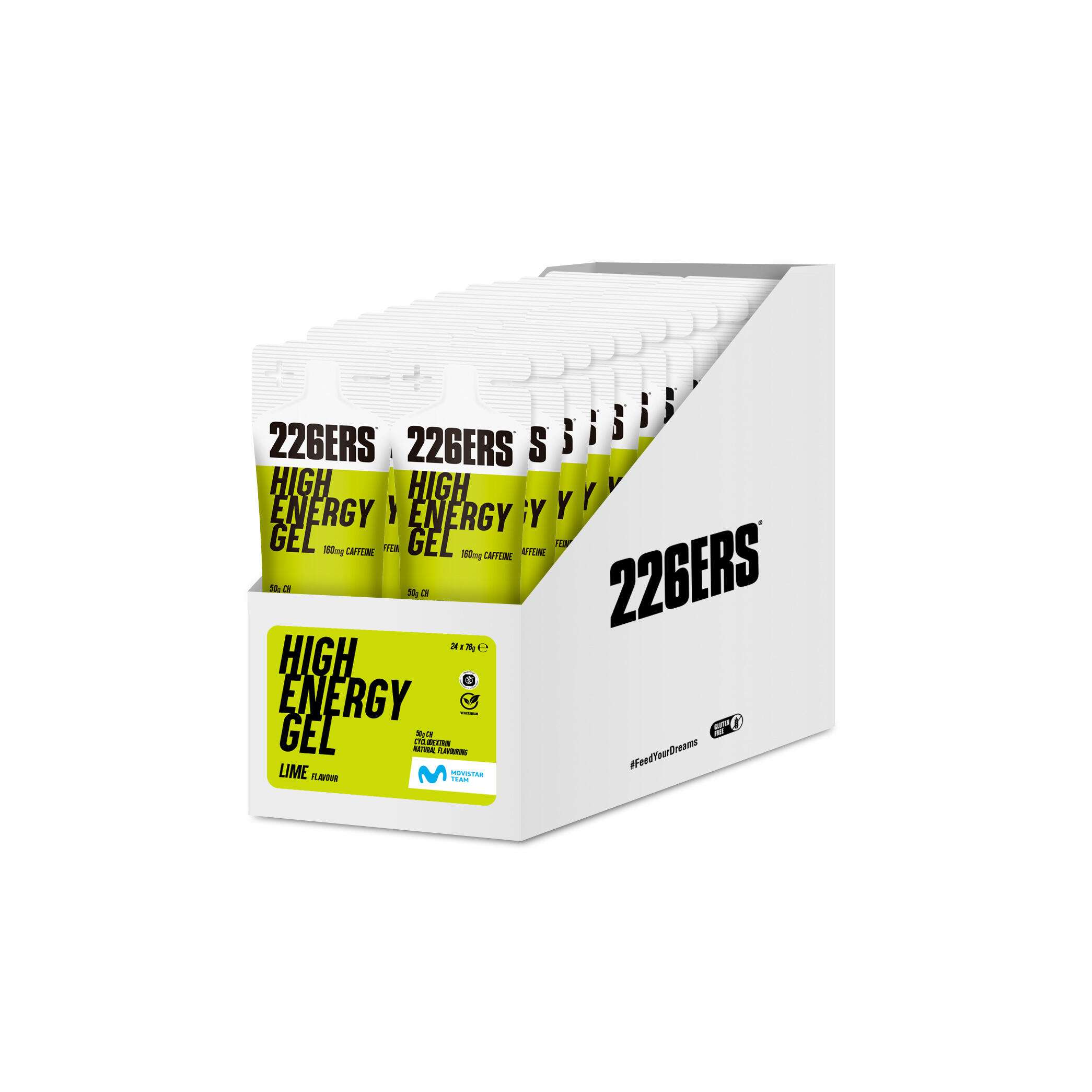 Gel energizant 226ers High Energy Gel 76g cu cofeina - lime