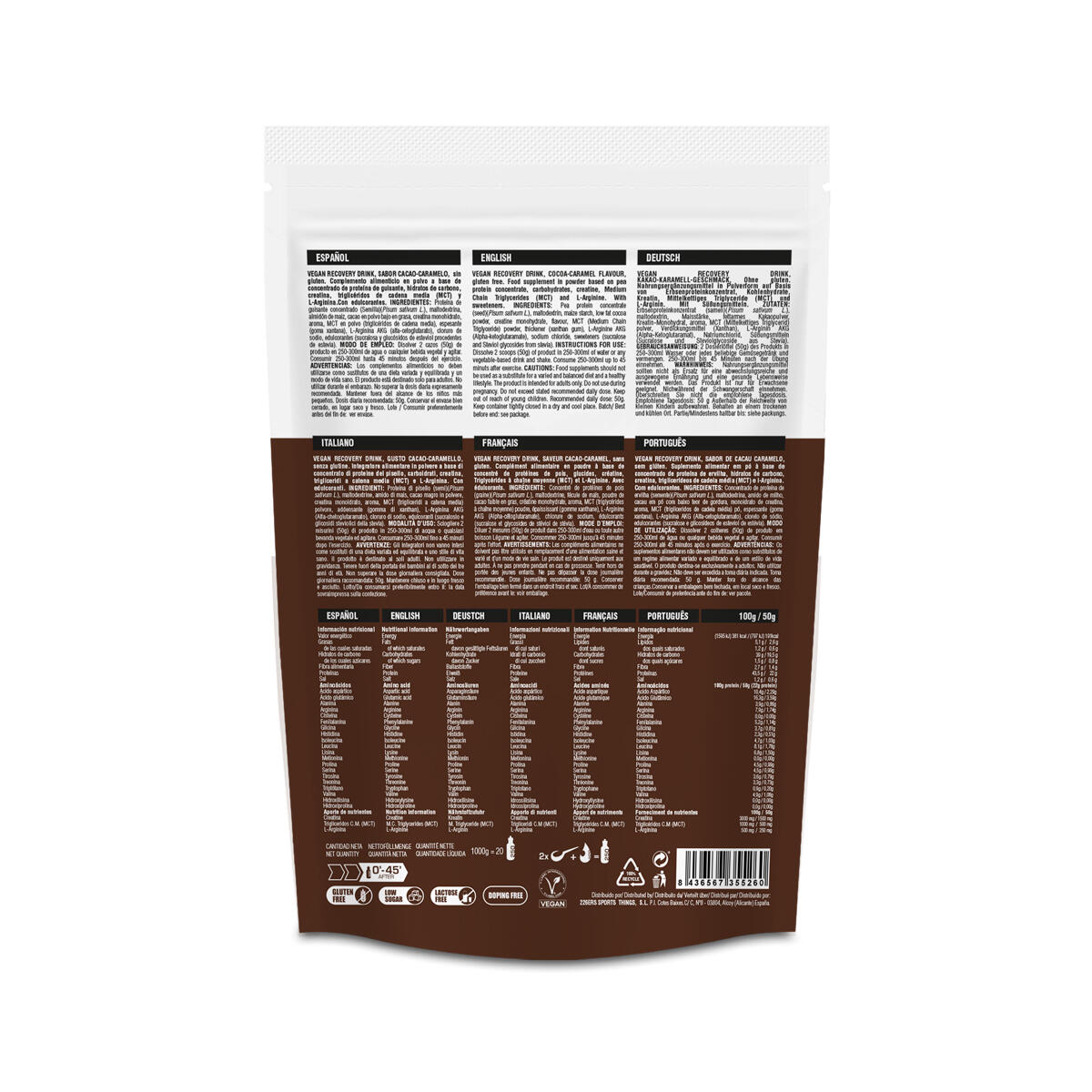 VEGAN RECOVERY DRINK 1Kg CHOCO CARAMEL 2/6