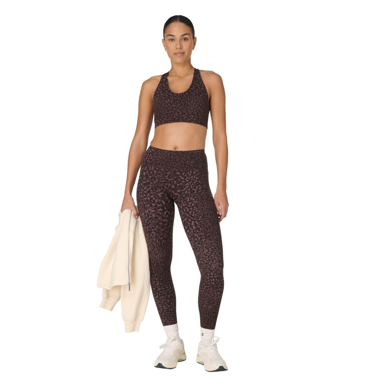 SWEATY BETTY Power Racer Bra  BRUINE LUIPAARDPRINT MET STIPPEN L 5/7
